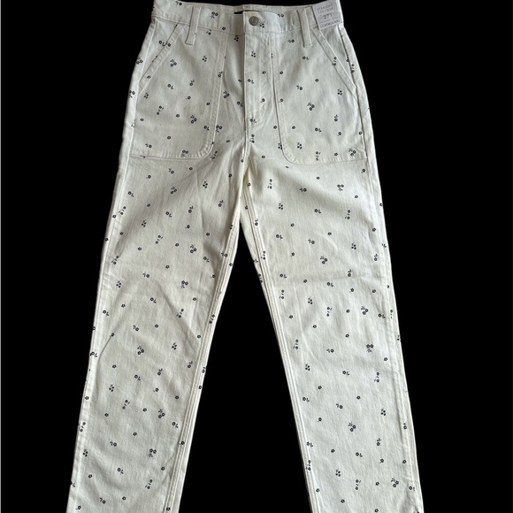 J.CREW Straight Leg Crop White With Flower Design Jeans Size 27T BNWT - Picture 3 of 13